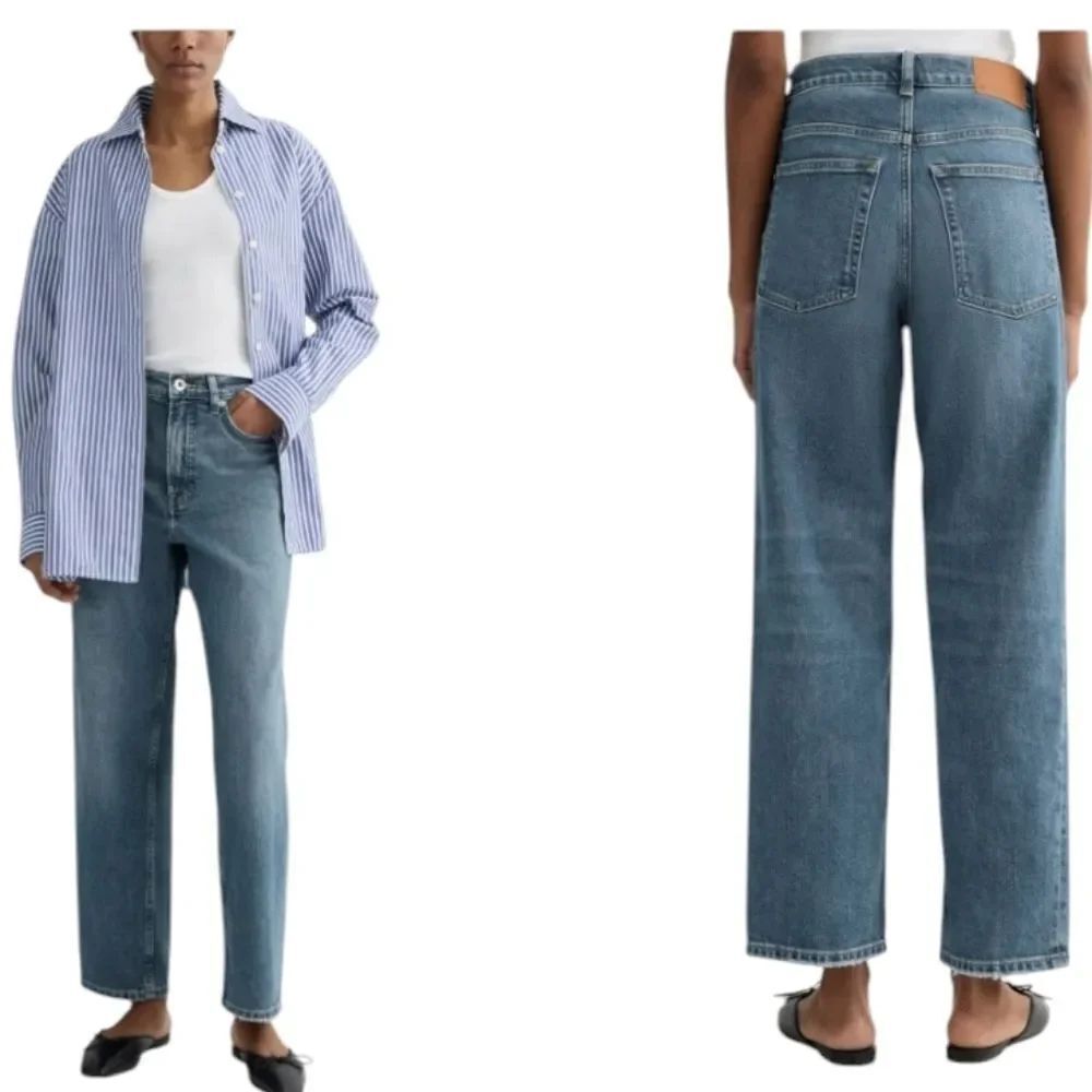 NWT Everlane The Way-high Jean 2.0 Straight Leg Washed Indigo Blue Denim 24